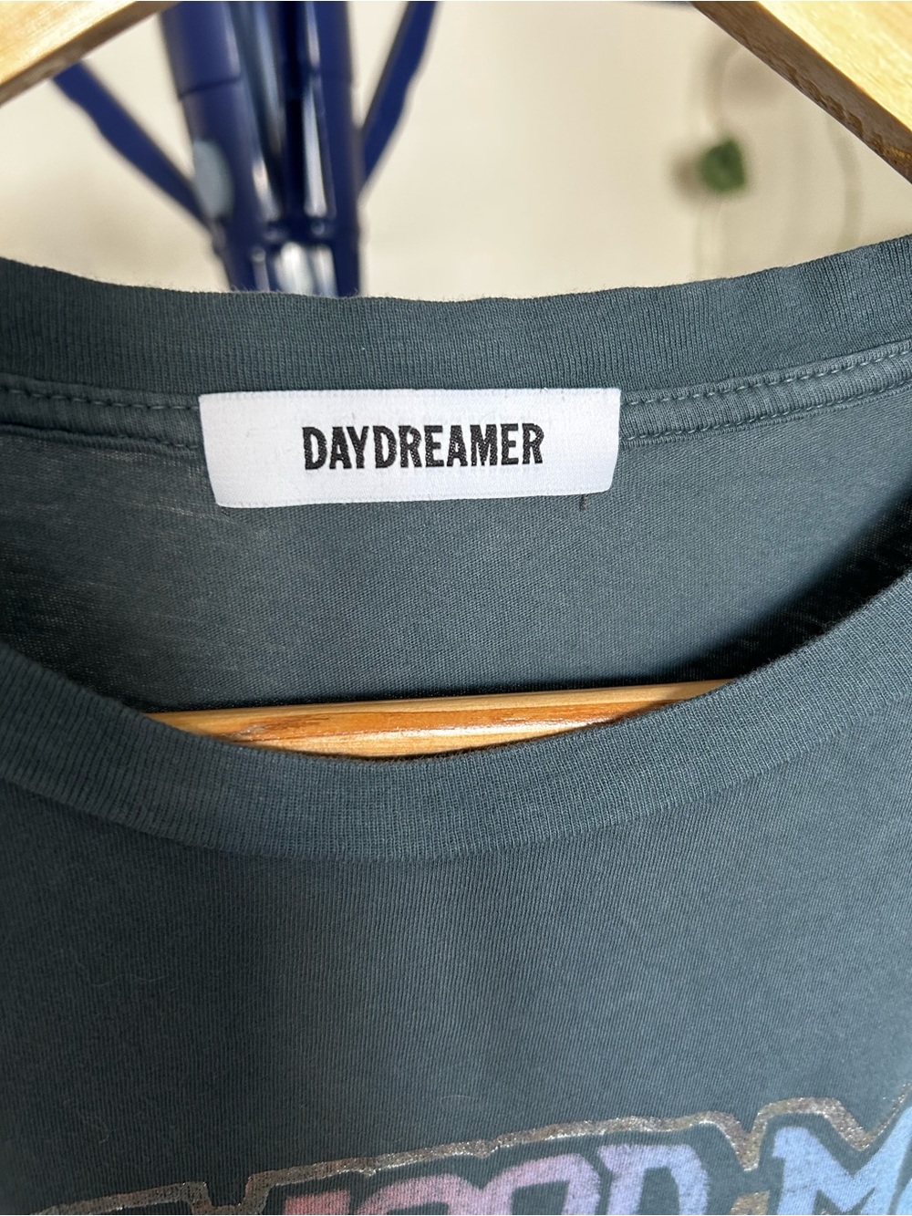 Daydreamer Fleetwood Mac Boxy Black Tee with Pink & Blue Graphic - Picture 3 of 5